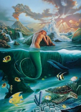 Fish Aquarium Painting - JW Mermaid Dreams ocean